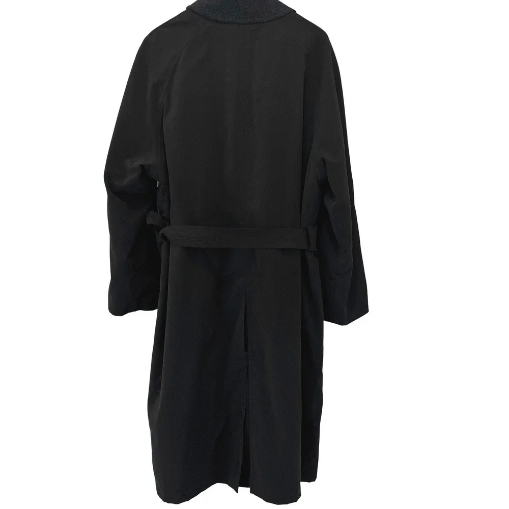 Vintage Ralph Ralph Lauren Men's Black Trench Coat Belted Removable Liner 44R